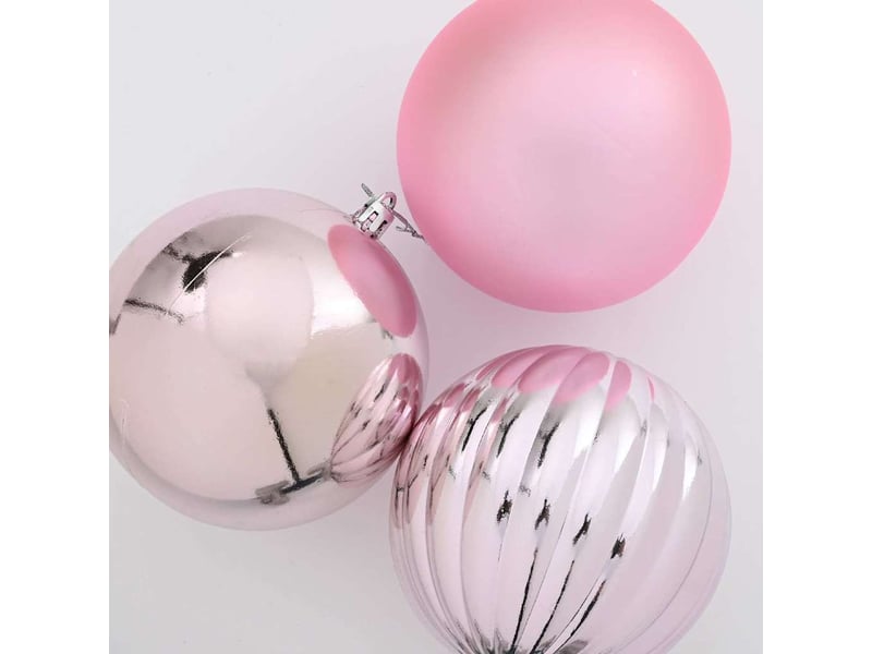  Ensemble de boules de noël xxl 3 pcs rose ø 25 cm plastique  - Conforama D