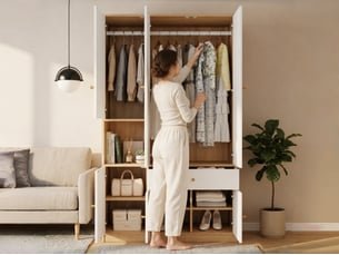 Armoire 6 porte(s) battante 1 tiroir(s) <strong>LEYTN</strong> <strong></strong> coloris blanc largeur 120 cm