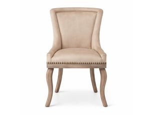 Chaises de salle à manger 6 pcs en velours beige, capitonnage clouté et pieds en bois massif pour cuisine ou salon