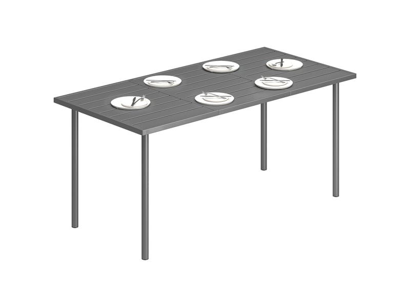 Table de jardin rectangulaire, table à manger extérieure acier gris foncé 165x80x74cm - Conforama B