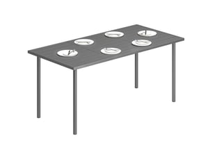 Table de jardin rectangulaire, table à manger extérieure acier gris foncé 165x80x74cm