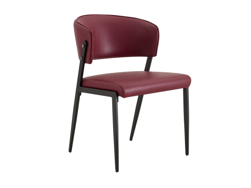  Lot de 2 chaises de salle à manger rembourrées – cadre métal, dossier ergonomique, assise simili-cuir – cuisine-salon  - Conforama A
