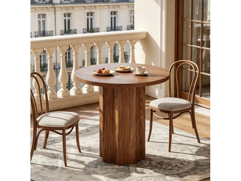  Table ronde 80x80x75 cm plateau 3 cm mdf marron  - Conforama E