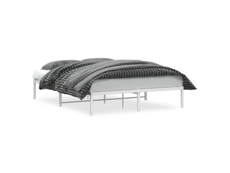  Lit double- lit adulte -  cadre de lit métal sans matelas blanc 160x200 cm  - Conforama A