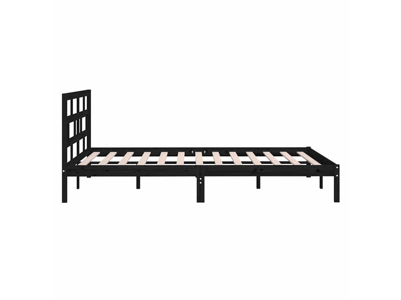 Lit double- lit adulte - cadre de lit sans matelas noir bois massif 140x190 cm - Conforama D