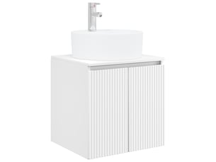 Vanité de lavabo mural, meuble de rangement blanc 49.5x44.5x65 cm shl7632