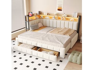Lit gigogne 90x200 cm <strong>OKWISH</strong>  <strong></strong> coloris beige