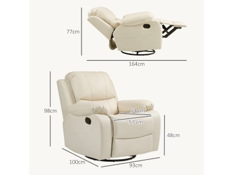 Fauteuil relax inclinable crème, fauteuil tv avec repose-pieds, pivotant et à bascule pour salon et chambre - Conforama C