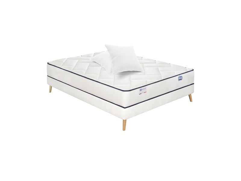  Ensemble evident, matelas ressorts ensachés 160x200, ferme h23 + sommier + 2 oreillers  - Conforama A