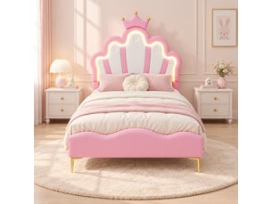 Lit simple 90x190 cm SANS MARQUE coloris rose