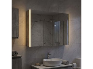 Armoire miroir salle de bain, meuble de rangement gris béton 103.5x15.5x70 cm