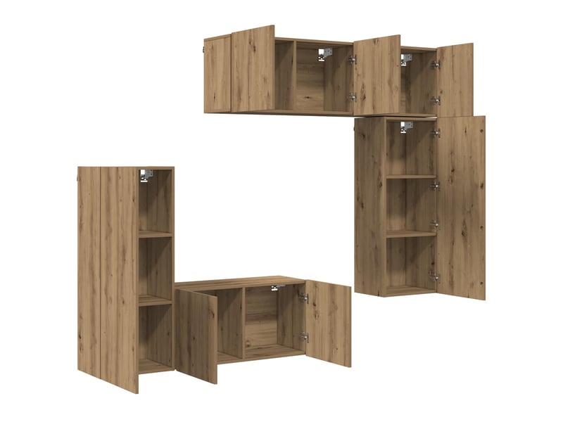  Unité murale de tv 5 pcs chêne artisanal bois d'ingénierie  - Conforama E