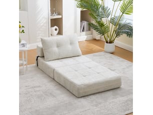 Canapé droit compressé fixe OKWISH 1 place Tissu Beige