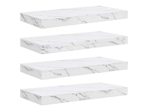 Lot de 4 étagères murales, étagères flottantes, étagères suspendues marbre blanc 50 x 23,5 x 3,8 cm cf41872