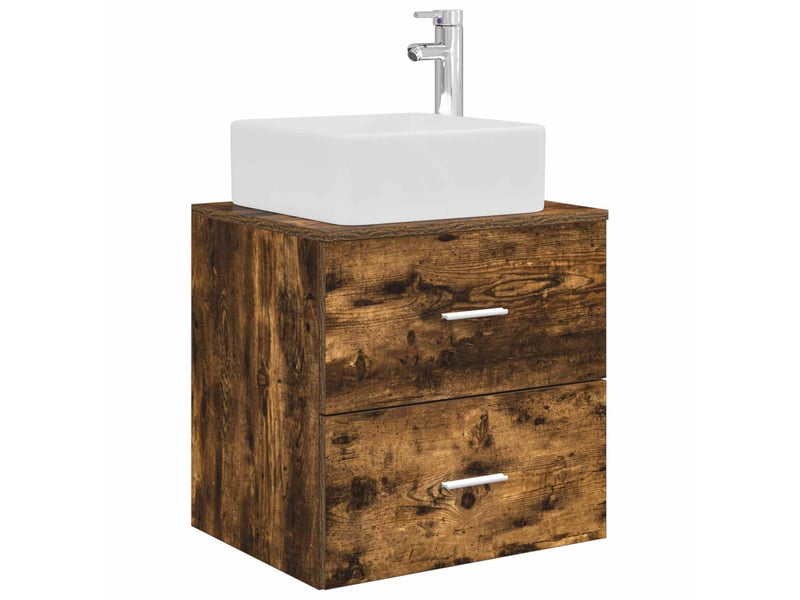  Vidaxl ensemble de mobilier de salle de bain 5 pcs chêne fumé  - Conforama E