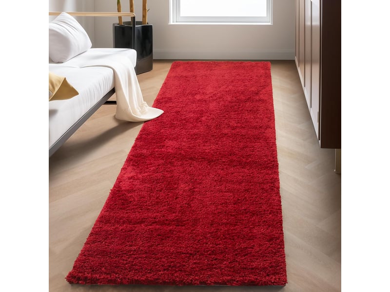 Shaggy - tapis uni à poils longs - rouge 160 x 230 cm LIFE1602301500RED - Conforama C