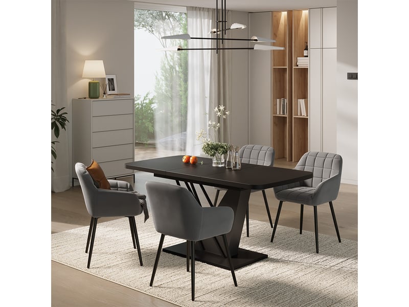  Vicco ensemble de table à manger, noir, 120x80cm avec 4 chaises de salle à manger  - Conforama C