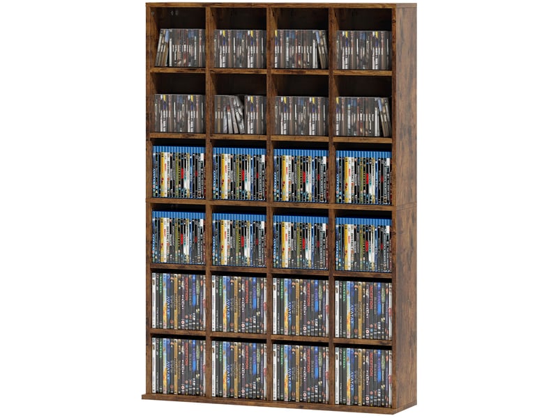  Étagère multimédia 24 compartiments 16 étagères réglables marron 89 x 20 x 130,5 cm  - Conforama B