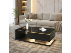 Table basse rectangulaire coloris noir MEUBLIV - 50 cmx100 cm