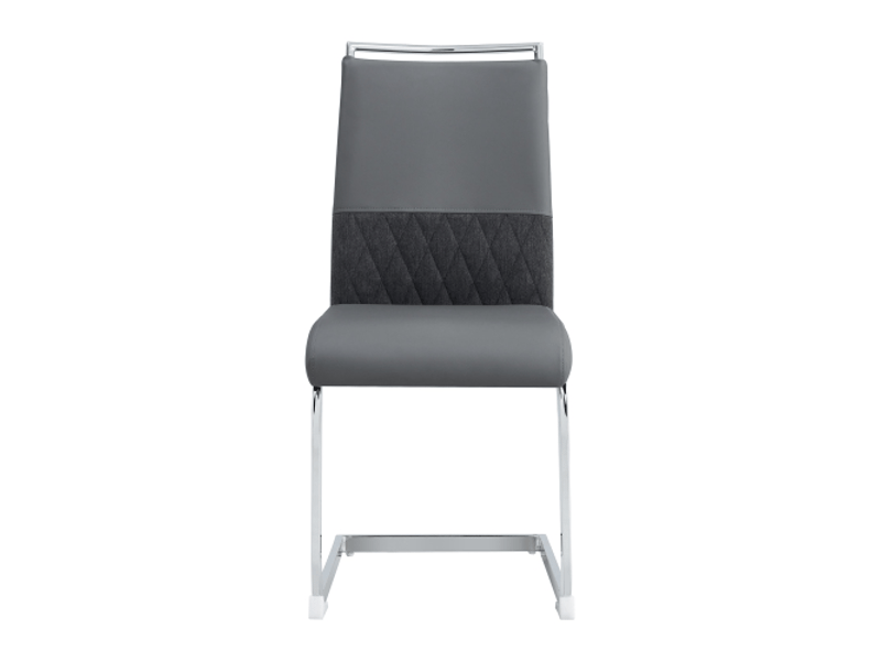 Lot de 4 chaises modernes en cuir synthétique et tissu gris - dossier haut et confortable pour salle à manger - Conforama A