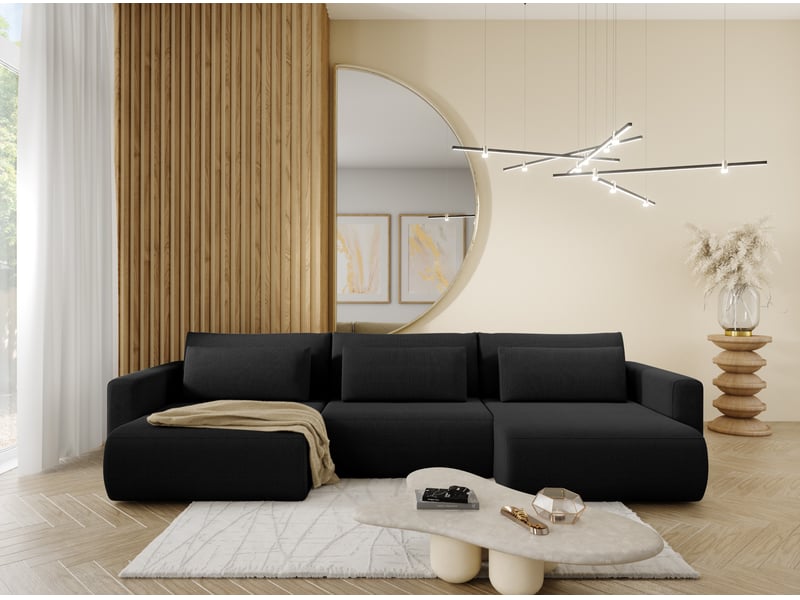 Canapé d'angle convertible 5 places welly u noir - Conforama D