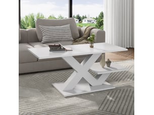 Table basse rectangulaire coloris blanc MEUBLIV  - 48 cmx100 cm