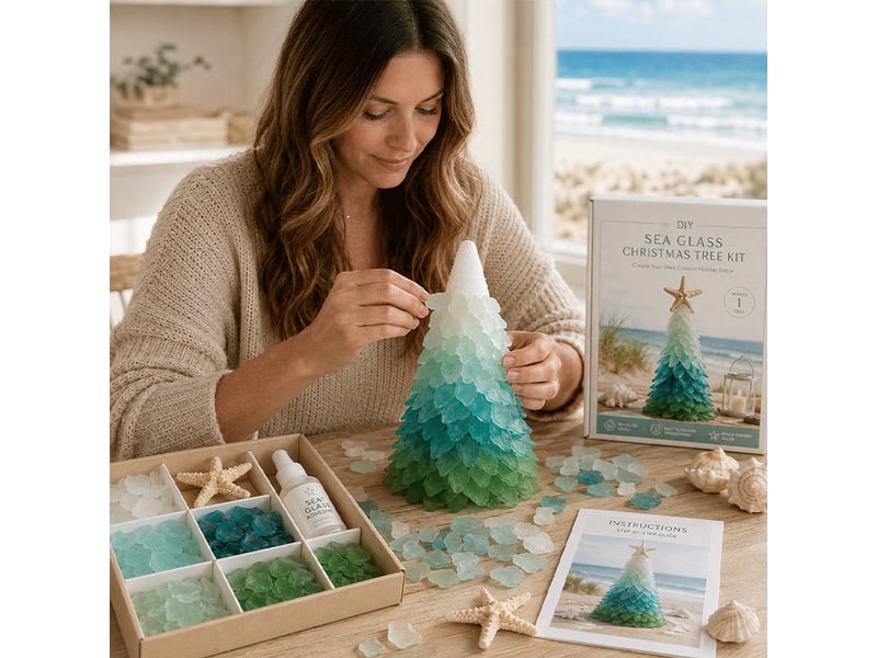  Kit diy arbre de noël en verre de mer – série a, décoration à réaliser soi-même  - Conforama E