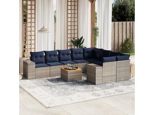 Vidaxl ensemble de canapé de jardin 10 pcs avec coussins gris résine tressée