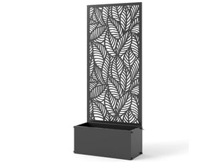 Jardinière, carré potager jardin avec treillis, bac à fleurs, avec brise-vue, pour plantes grimpantes, métal, 45x21,5x110 cm, noir