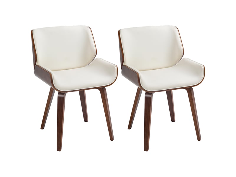  Lot de 2 chaises de salle à manger style vintage assise revêtement synthétique 54 x 53 x 81 cm blanc marron  - Conforama A