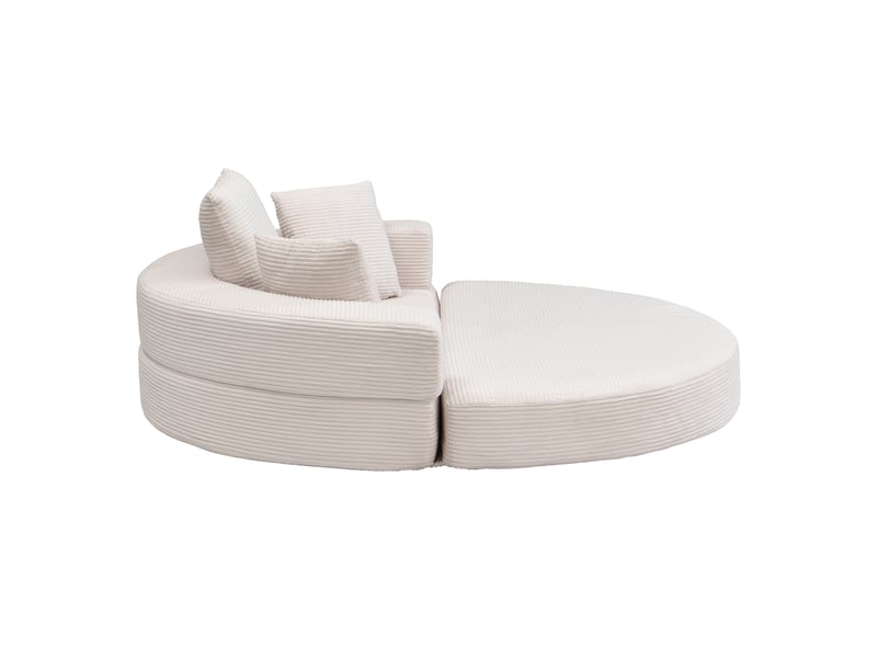 Canapé-lit pliable corda, beige, modulable, ovale 173x176 cm, coussins, tissu velours côtelé, multifonctionnel - Conforama E