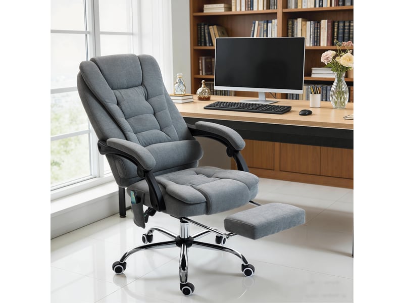  Fauteuil de bureau massant et chauffant, chaise de bureau, 70x65x119cm, gris foncé  - Conforama C