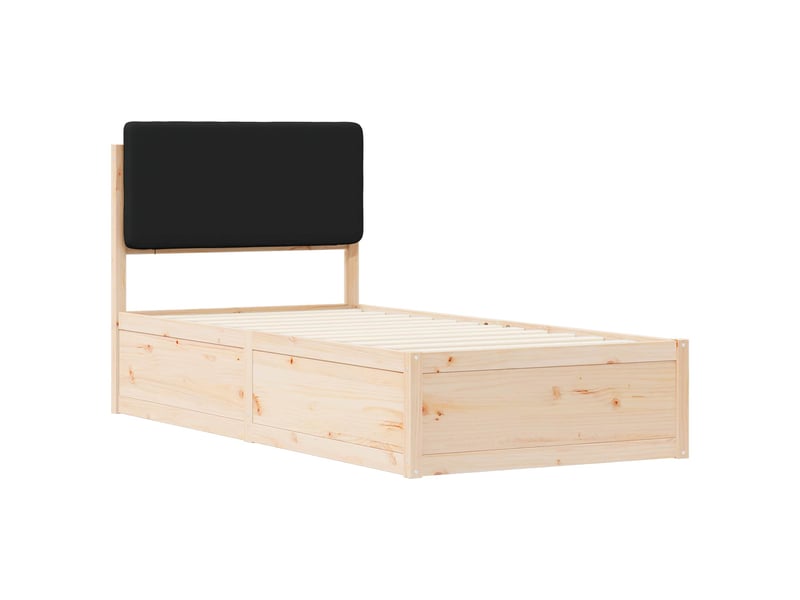  Lit simple- lit adulte -  cadre de lit avec tête de lit rembourrée noir 100 x 200 cm  - Conforama C