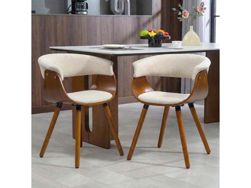  Chaise de salle à manger lanertacourt dossier incurvé effet lin beige  - Conforama B