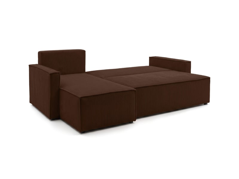  Farah - canapé d'angle reversible convertible 4 places accoudoirs slim velours cotelé  - Conforama C