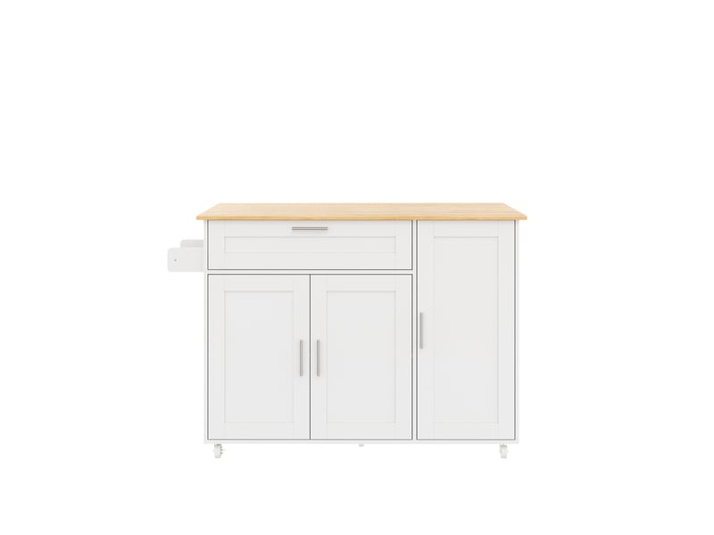  Desserte cuisine chêne 132,5 cm – plateau pliant, rangements, roulettes – meuble mobile, déstockage  - Conforama E