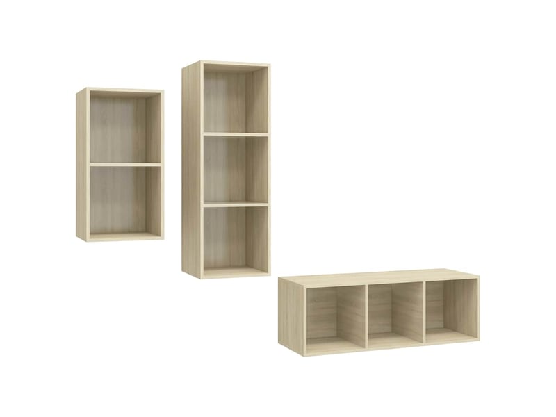  Ensemble de meubles tv 3 pcs chêne sonoma bois d'ingénierie shl36046  - Conforama A