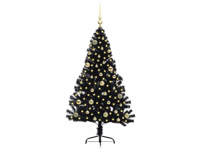  Sapin de noël artificiel, arbre de noël pré-éclairé noir 150 cm pvc shl8931  - Conforama C