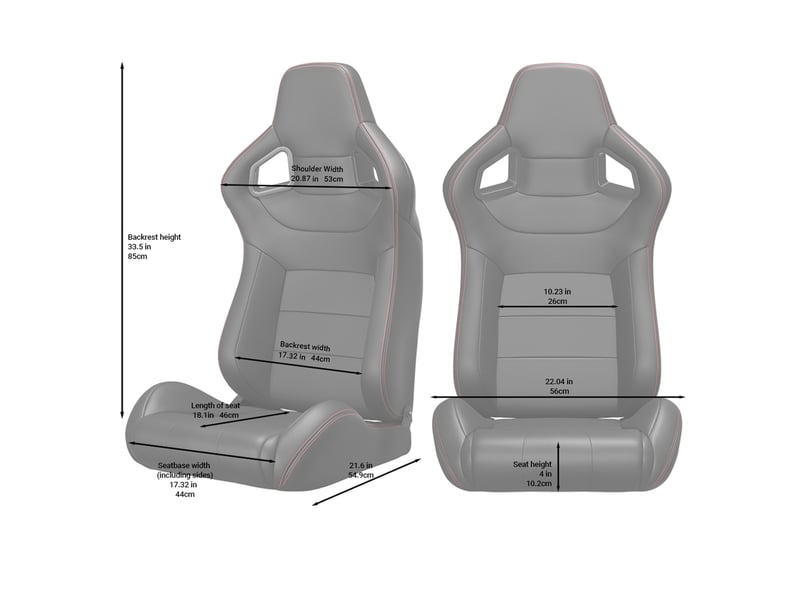  Siège baquet racing universel noir pvc surpiqûres rouges inclinable côté droit  - Conforama C