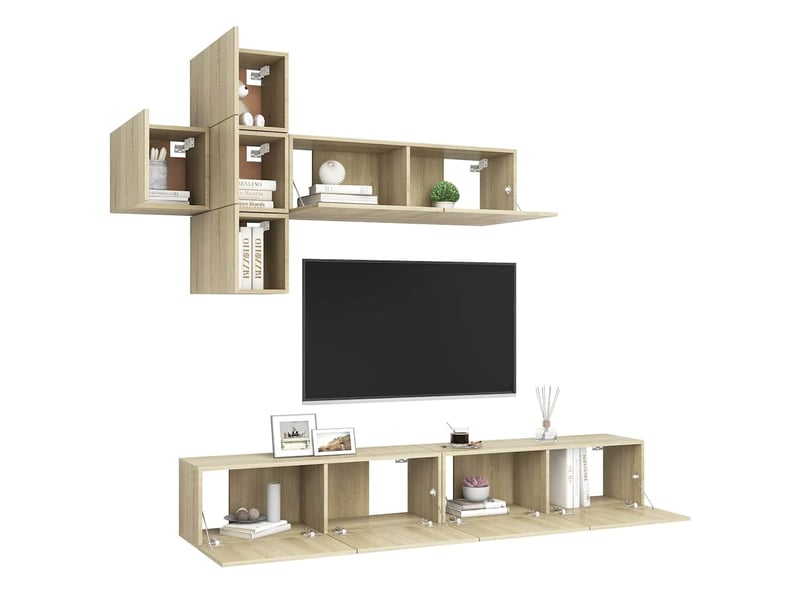  Ensemble de meubles tv 7 pcs chêne sonoma bois d'ingénierie shl7483  - Conforama C