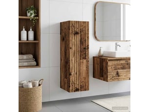Cabinet salle de bain mural, meuble de rangement bois ancien 33x34.5x60 cm shl3270