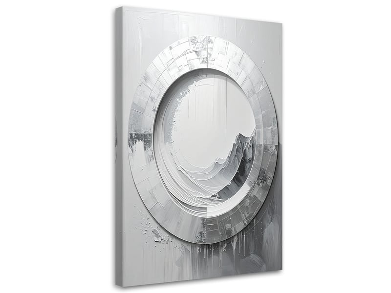 Tableaux, cercle blanc abstrait sur fond gris 70x100 1334481662 - Conforama A