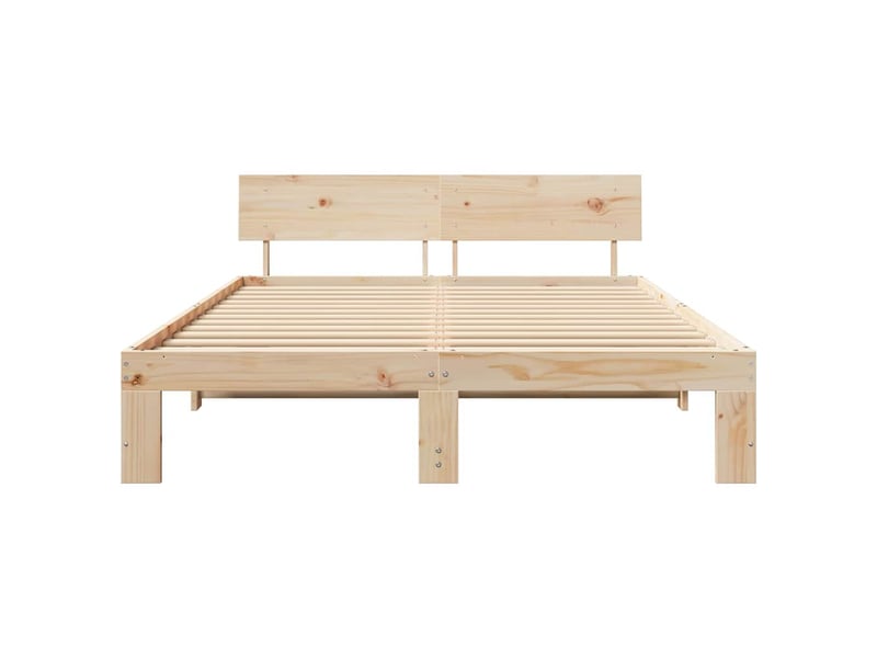 Lit double- lit adulte - cadre de lit avec tête de lit naturel 150 x 200 cm pin massif - Conforama D