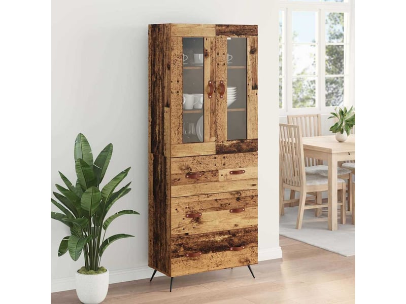  Buffet - bahut - meuble de rangement avec étagère 2 pc bois ancien 69,5 x 34 x 180 cm  - Conforama D