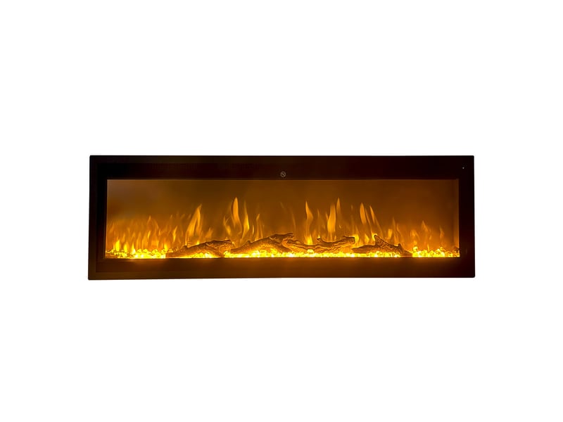  Cheminée électrique murale chicago 130 - 127 x 40 x 14,1 cm en acier avec façade en verre  - Conforama E
