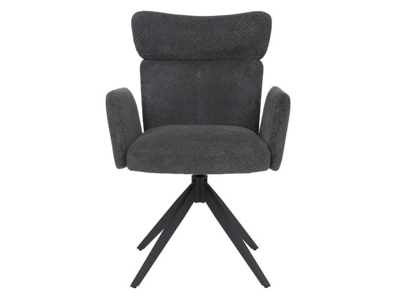  Lot de 6 chaises de salle à manger pivotantes à 180° avec retour automatique et accoudoirs tissu bouclé gris foncé et fer 04_0008815  - Conforama E