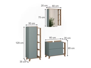 Vicco meubles bain, bleusonoma, 3 pièces