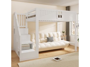 Lit mezzanine 140x200 cm <strong></strong>  <strong>evarich</strong> coloris blanc