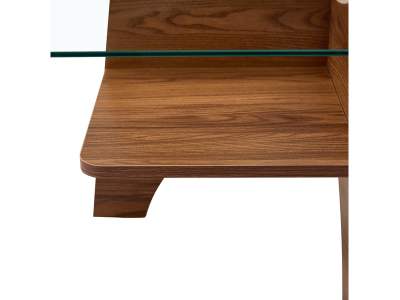  Table basse carrée 80x80x40 cm mdf noyer  - Conforama D