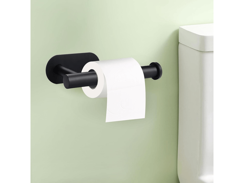  Porte-papier toilette en acier inoxydable, sans perçage, adapté à la salle de bain et à la cuisine, noir  - Conforama B